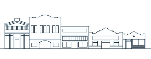 An illustration of storefronts on First Street in Snohomish