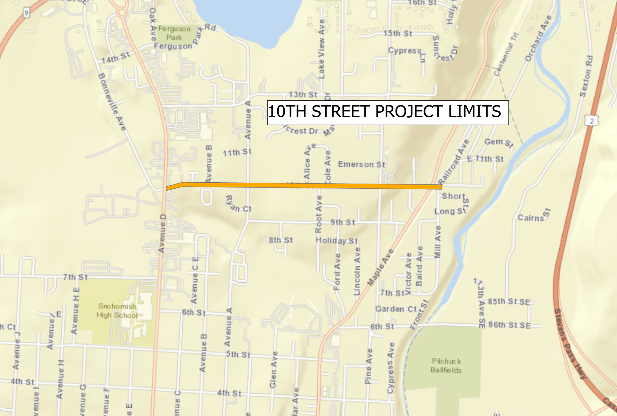 PNG picture of Tenth Street project limits from Avenue D to Maple Avenue.