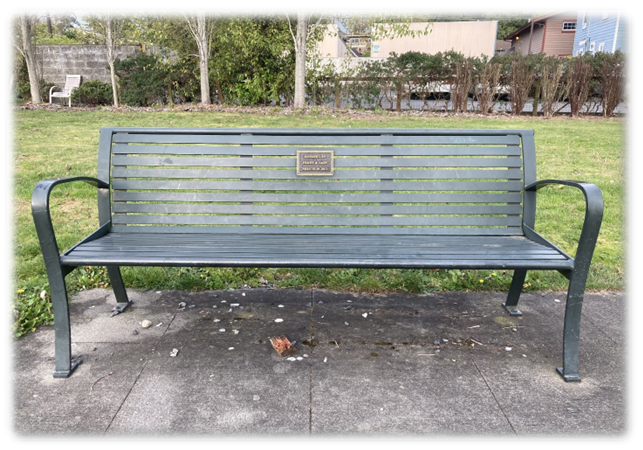 Picture of a Tavern Green Victor Stanley Bench with Plague 